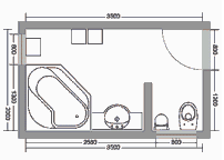 2D-Grundriss einer Badplanung